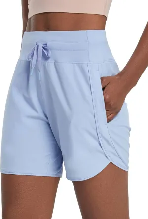 baleaf Women's 5" Workout Shorts Athletic Running Shorts High Waisted with Zipper Pocket Gym Quick Dry Hiking Sports