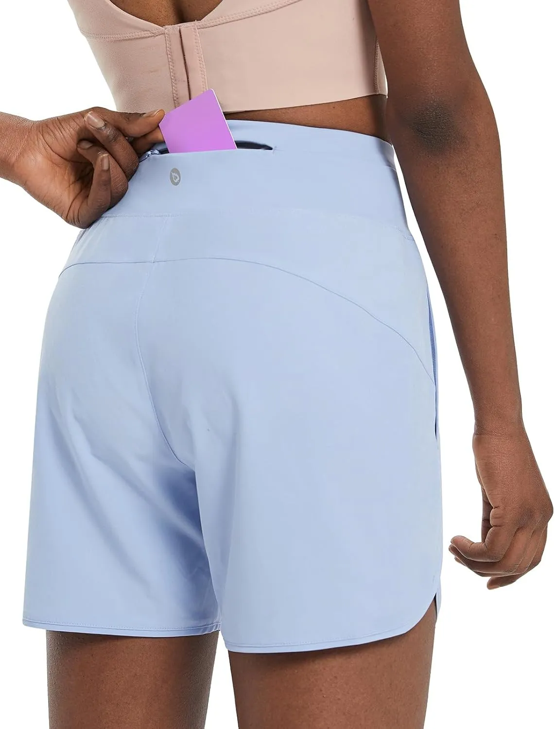 baleaf Women's 5" Workout Shorts Athletic Running Shorts High Waisted with Zipper Pocket Gym Quick Dry Hiking Sports