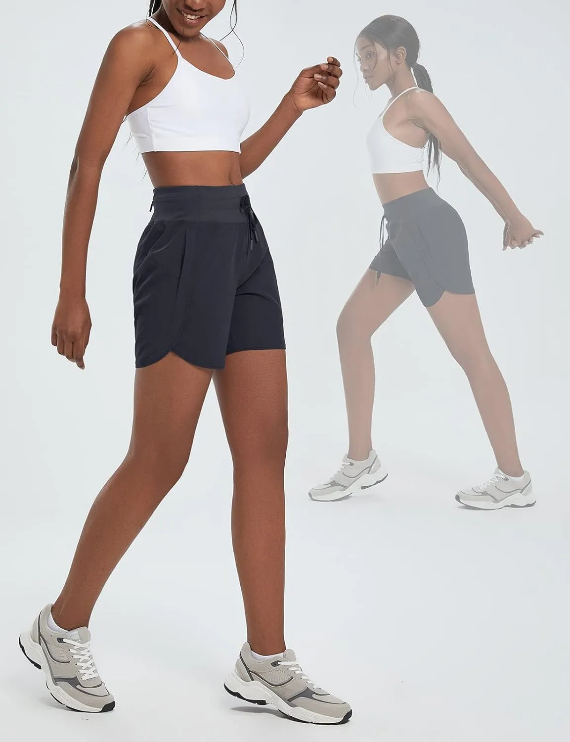 baleaf Women's 5" Workout Shorts Athletic Running Shorts High Waisted with Zipper Pocket Gym Quick Dry Hiking Sports