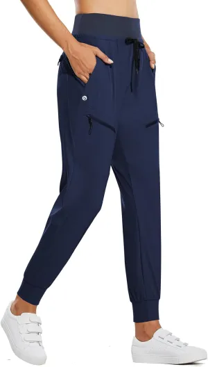 baleaf Women's Joggers Lightweight Hiking Pants High Waist 5 Zipper Pockets Quick Dry Travel Athletic UPF50 