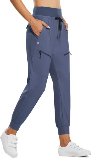 baleaf Women's Joggers Lightweight Hiking Pants High Waist 5 Zipper Pockets Quick Dry Travel Athletic UPF50 