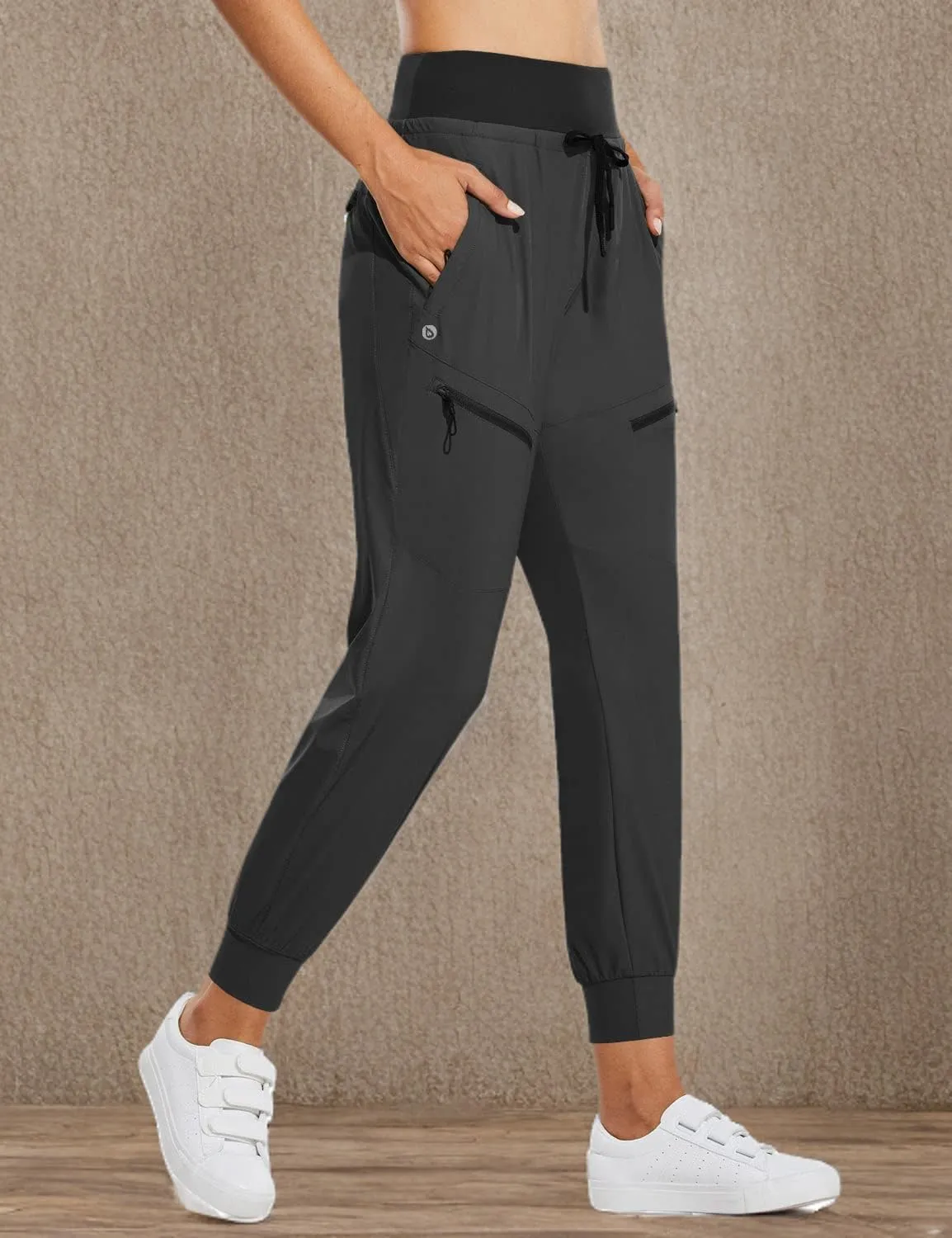 baleaf Women's Joggers Lightweight Hiking Pants High Waist 5 Zipper Pockets Quick Dry Travel Athletic UPF50 
