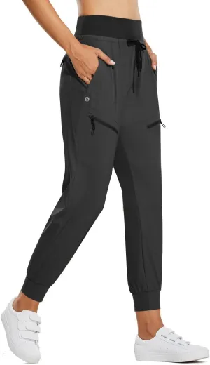 baleaf Women's Joggers Lightweight Hiking Pants High Waist 5 Zipper Pockets Quick Dry Travel Athletic UPF50 