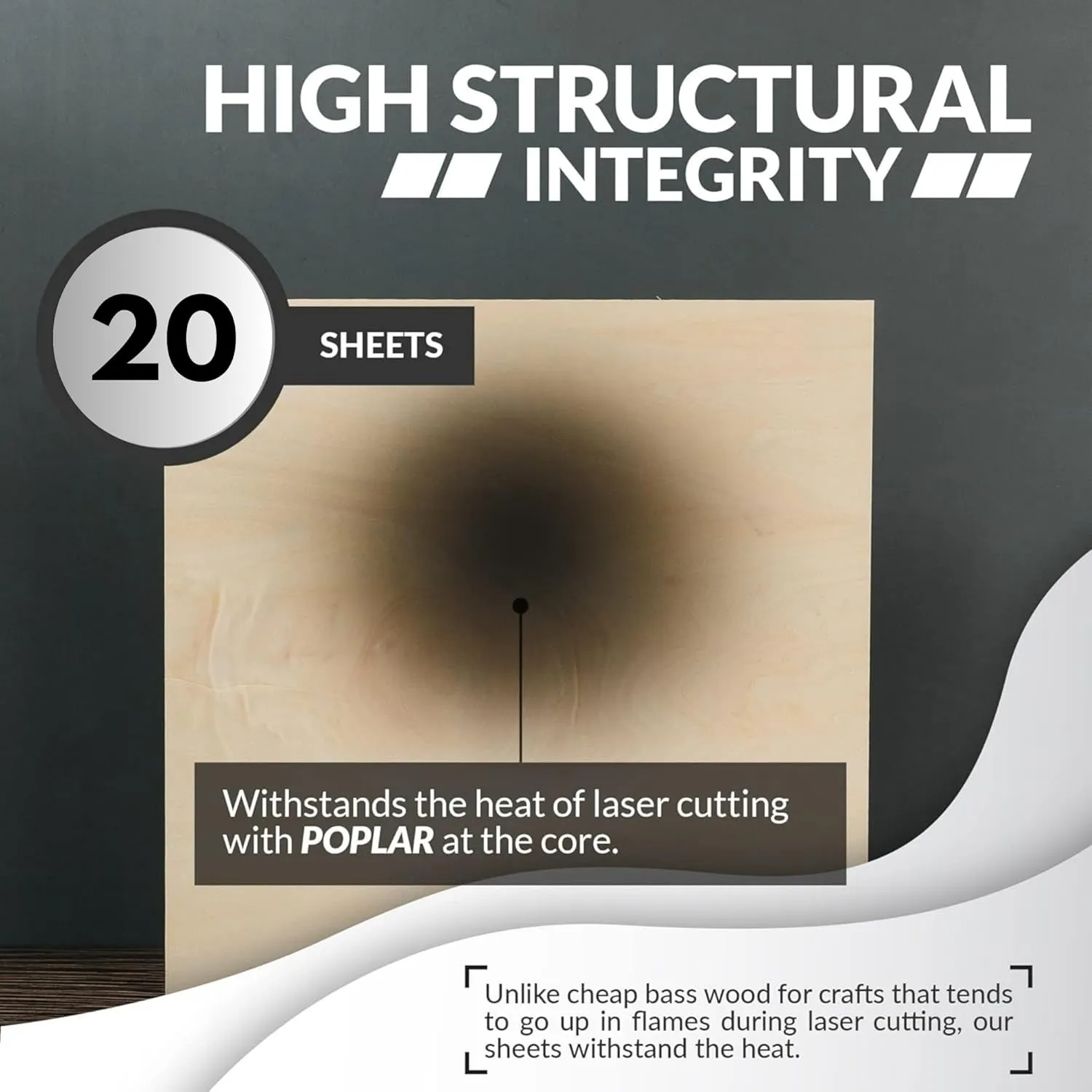 Basswood Sheets for Crafts 1/8 inch, 3mm Plywood Sheets for Laser Cutting, Wood Burning, Architectural Models, Drawing - 20 Pack Bass Wood Cricut 12 x 12 x 1/8 inch (SS Custom Products)