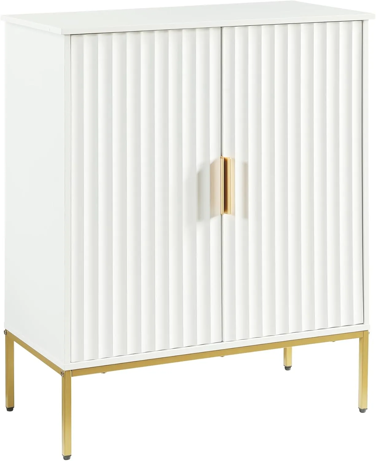 Bathroom Floor Cabinet, Storage Cabinet,Mid-Century Modern Sideboard, Wooden Free-Standing Cabinet with Door for Bathroom, Living Room, Bedroom, White