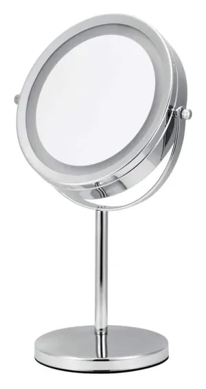 Bathroom Vanity Mirrors Cosmetic Mirror Lighted Makeup Mirror -LED Double Sided 1x/5x Magnification Cosmetic Mirror,7 Inch Battery-Powered 360 Degree Rotation Vanity Mirror With Shaving Mi