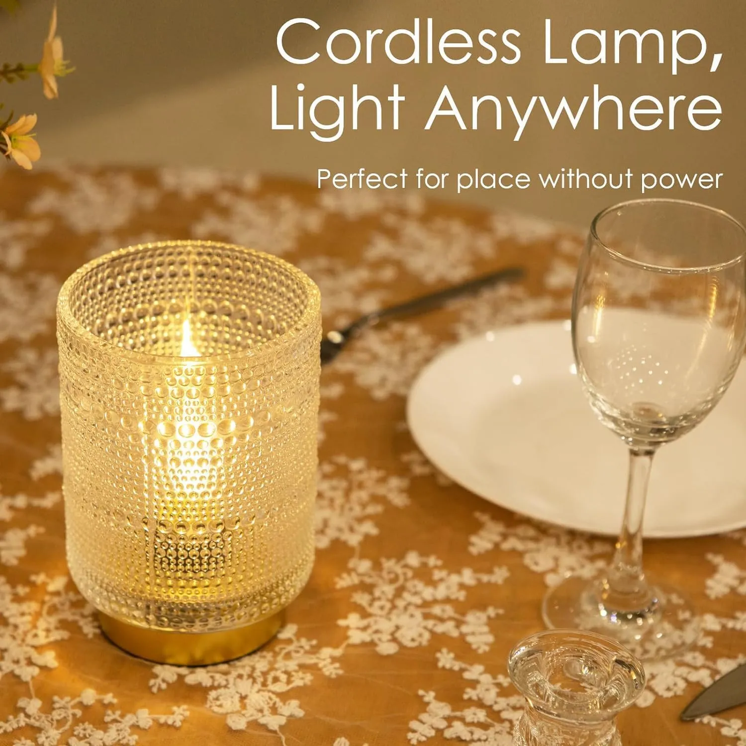 Battery Operated Lamp with Timer, 2025 Home Finds Cordless Battery Powered Table Lamps Portable LED Small Lamp for Bedside Bathroom Essentials Corner Table Desk Decor or New Home Gift(Transparent)
