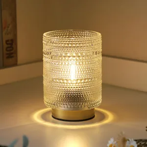 Battery Operated Lamp with Timer, 2025 Home Finds Cordless Battery Powered Table Lamps Portable LED Small Lamp for Bedside Bathroom Essentials Corner Table Desk Decor or New Home Gift(Transparent)