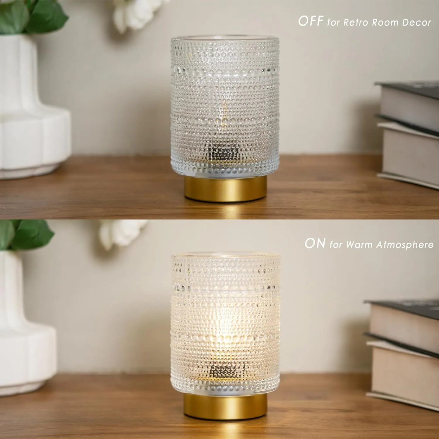 Battery Operated Lamp with Timer, 2025 Home Finds Cordless Battery Powered Table Lamps Portable LED Small Lamp for Bedside Bathroom Essentials Corner Table Desk Decor or New Home Gift(Transparent)