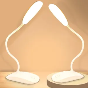 Battery Powered Desk Lamp, Portable Lamps Rechargeable 3 Color Modes Touch Control Stepless Dimming, Wireless Desk Lamp with 2000mAh, Small LED Table Light for Dorm Study Office Bedroom,2-Pack,White