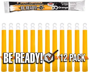 Be Ready - Industrial 12 Hour Illumination Emergency Safety Chemical Light Glow Sticks 12 Pack