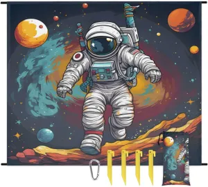 Beach Blanket, Astronaut Space Sandproof Beach Mat, Waterproof Quick Drying Sand Free Mat with 4 x Ground Spikes for Outdoor Travel Camping Hiking, Planet 68 x 59 in