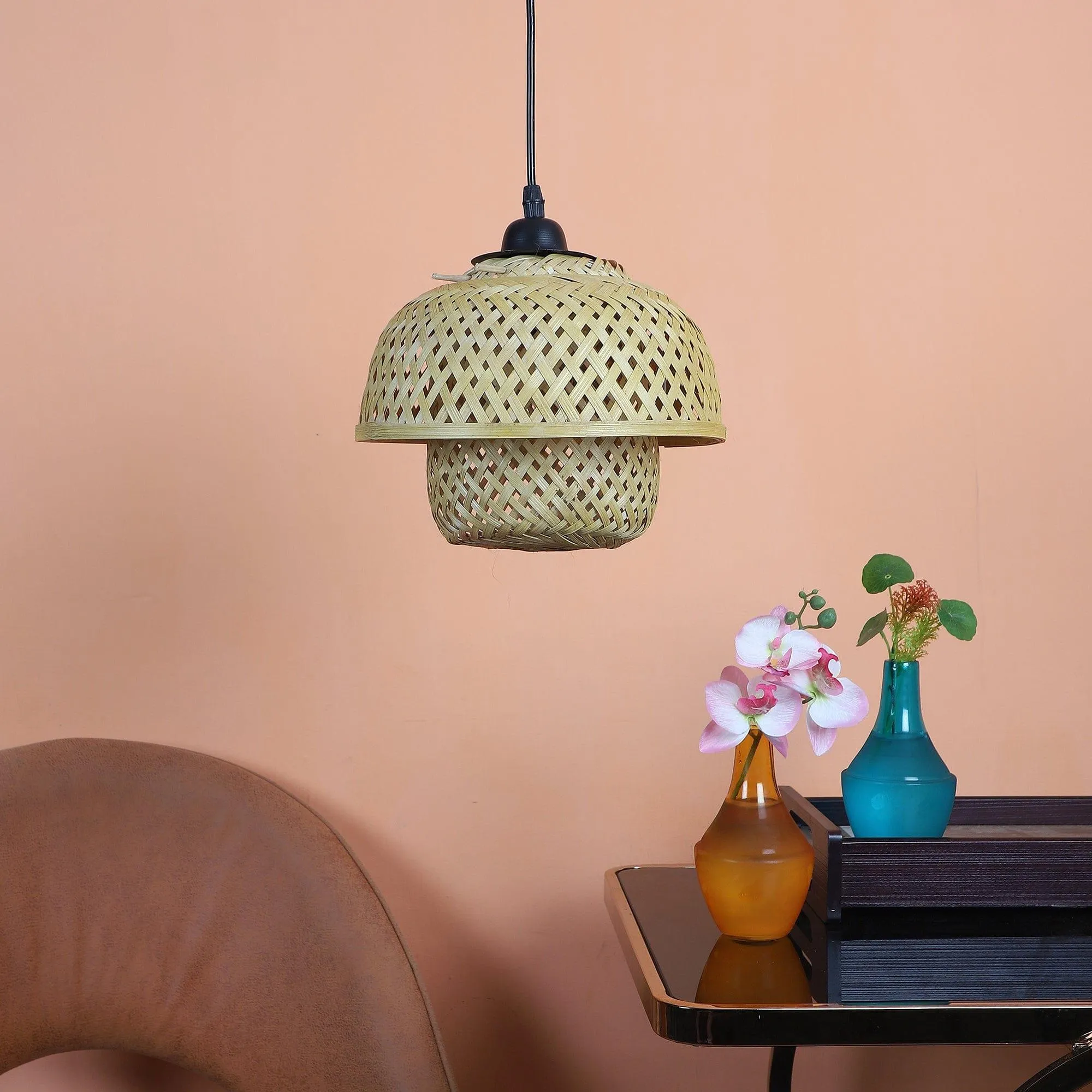 Beautifull  Black Glass Metal  Cream Hanging Light