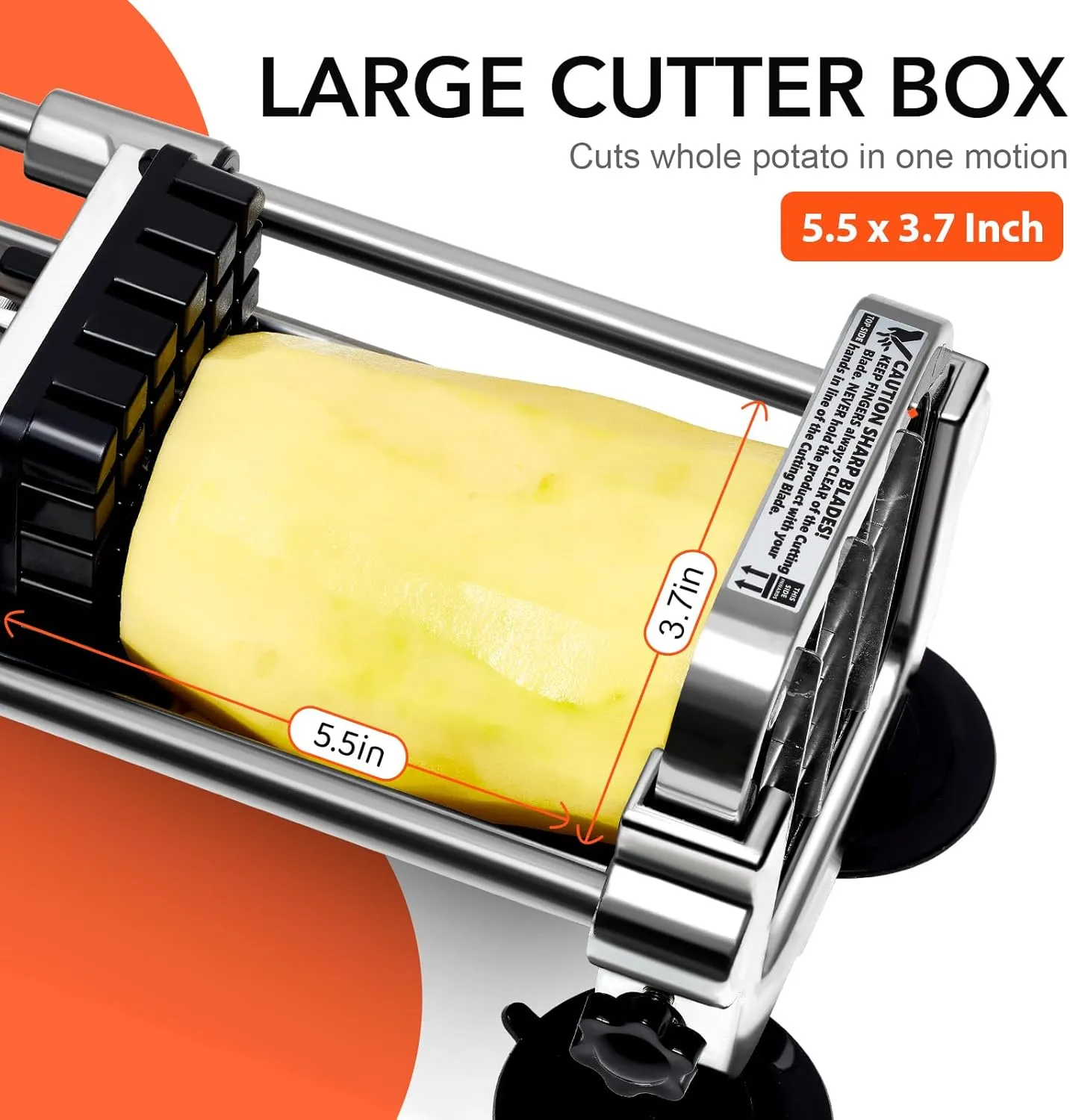 Befano French Fry Cutter, Stainless Steel Potato Cutter with 1/2 Inch, 3/8 Inch and 1/4 Inch Blades (Manual Cutter, 1/2 '' & 3/8 '' & 1/4 '' Blade)