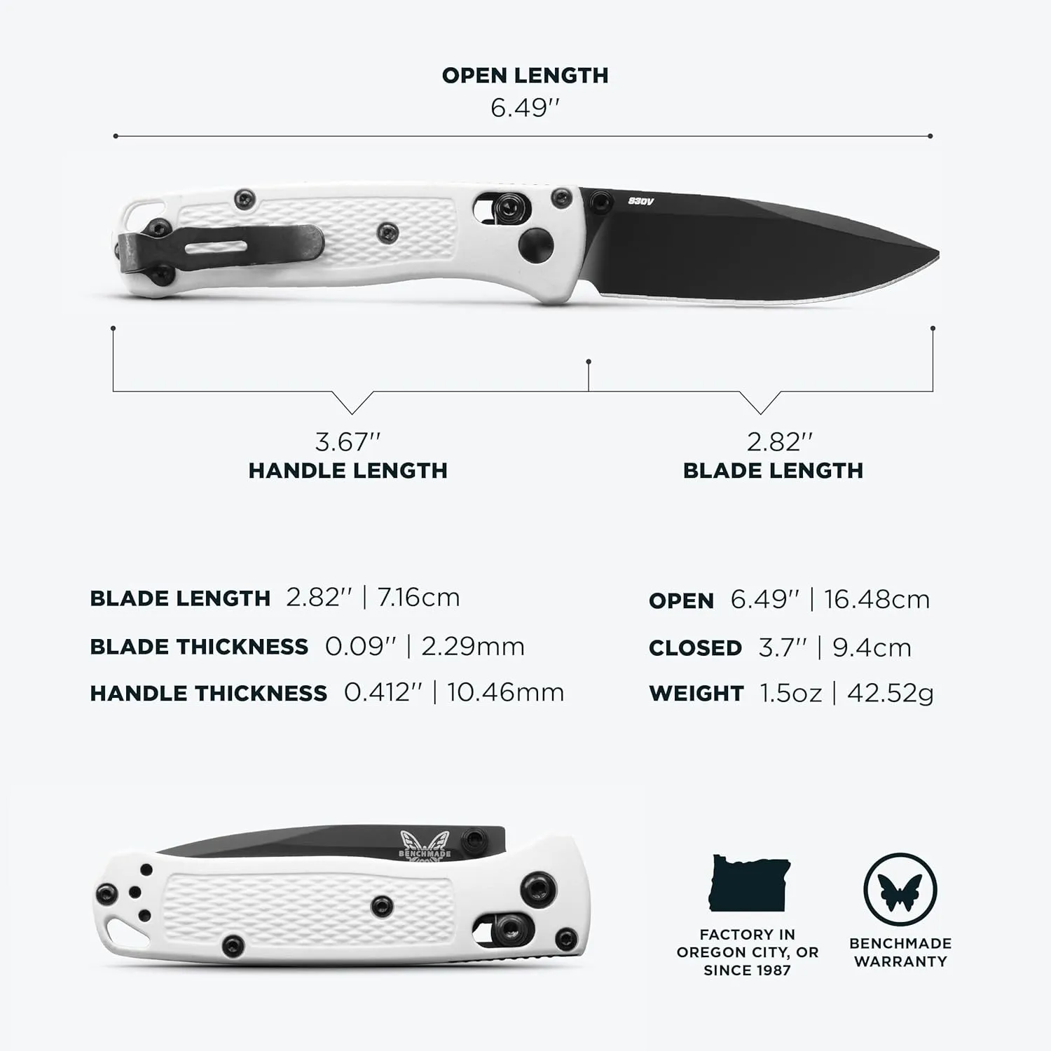 Benchmade - Mini Bugout 533 Folding Knife with White Givory Handle (533BK-1)