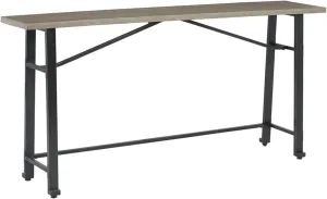 Benjara Xin 72 Inch Counter Height Table, Sturdy Metal Hardware, Rich Surface, Brown and Black