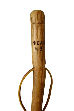Bible Verse Walking Stick, w/Reference Micah 4:5 and Cross Carving, Christian Staff for Men, Hiking Stick