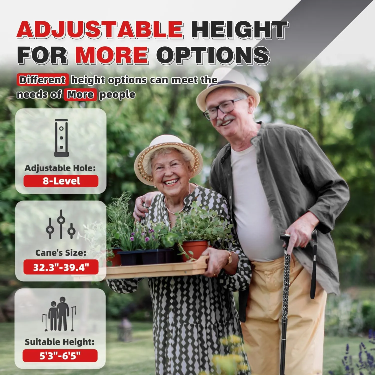 BigAlex Lightweight Collapsible Walking Cane with Soft Comfortable TPR Handle for Seniors and Elderly Adults, Larger Handle for Comfort, Adjustable Support Stick, Portable Travel Aid for Men & Women