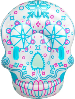 BigMouth Inc. 4 ft Inflatable Snow Tube for Kids and Adults, Heavy Duty PVC Sled for Tubing & Sledding, Easy Grip Handles, Easy Deflate and Store - Sugar Skull