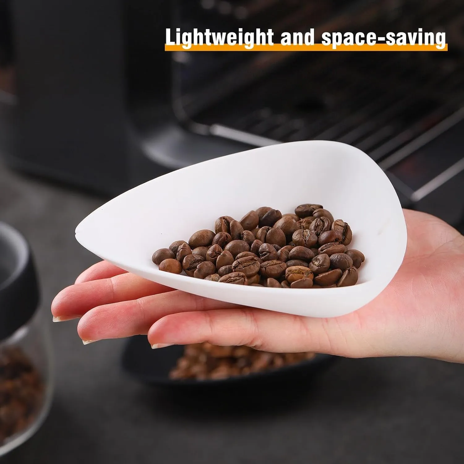 Bincoo Foldable Silicone Coffee Bean Dosing Cup,2 Pack Flexible Weigh Coffee Bean Container-Dosing Vessel Loose Leaf Tea Vessel Single Dose Measuring Tray (White-set 2)