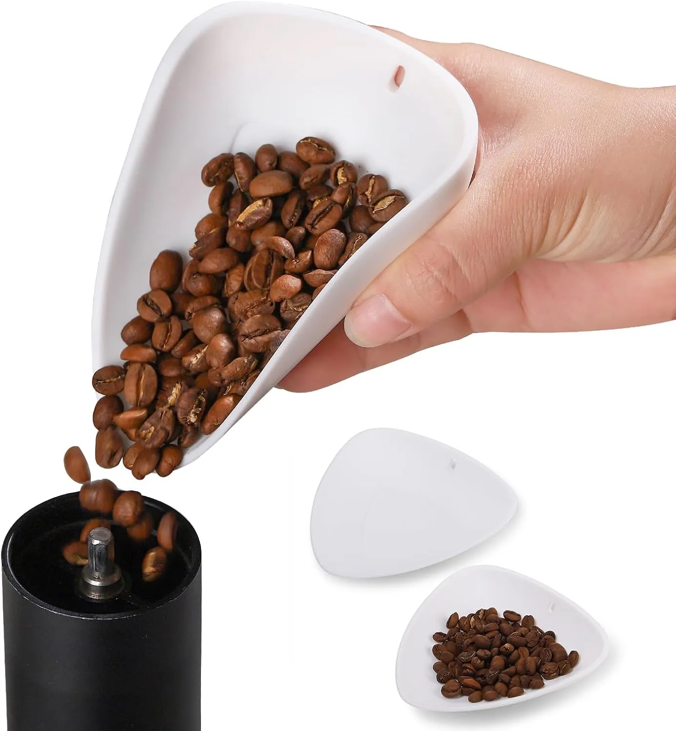 Bincoo Foldable Silicone Coffee Bean Dosing Cup,2 Pack Flexible Weigh Coffee Bean Container-Dosing Vessel Loose Leaf Tea Vessel Single Dose Measuring Tray (White-set 2)