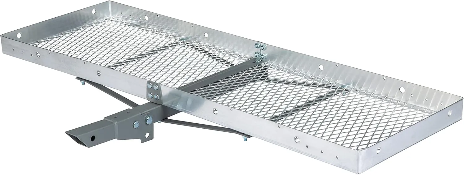 BKDK CURT 18100 60 x 20-Inch Aluminum Tray Hitch Cargo Carrier, 500 lbs Capacity, 2-in Folding Shank
