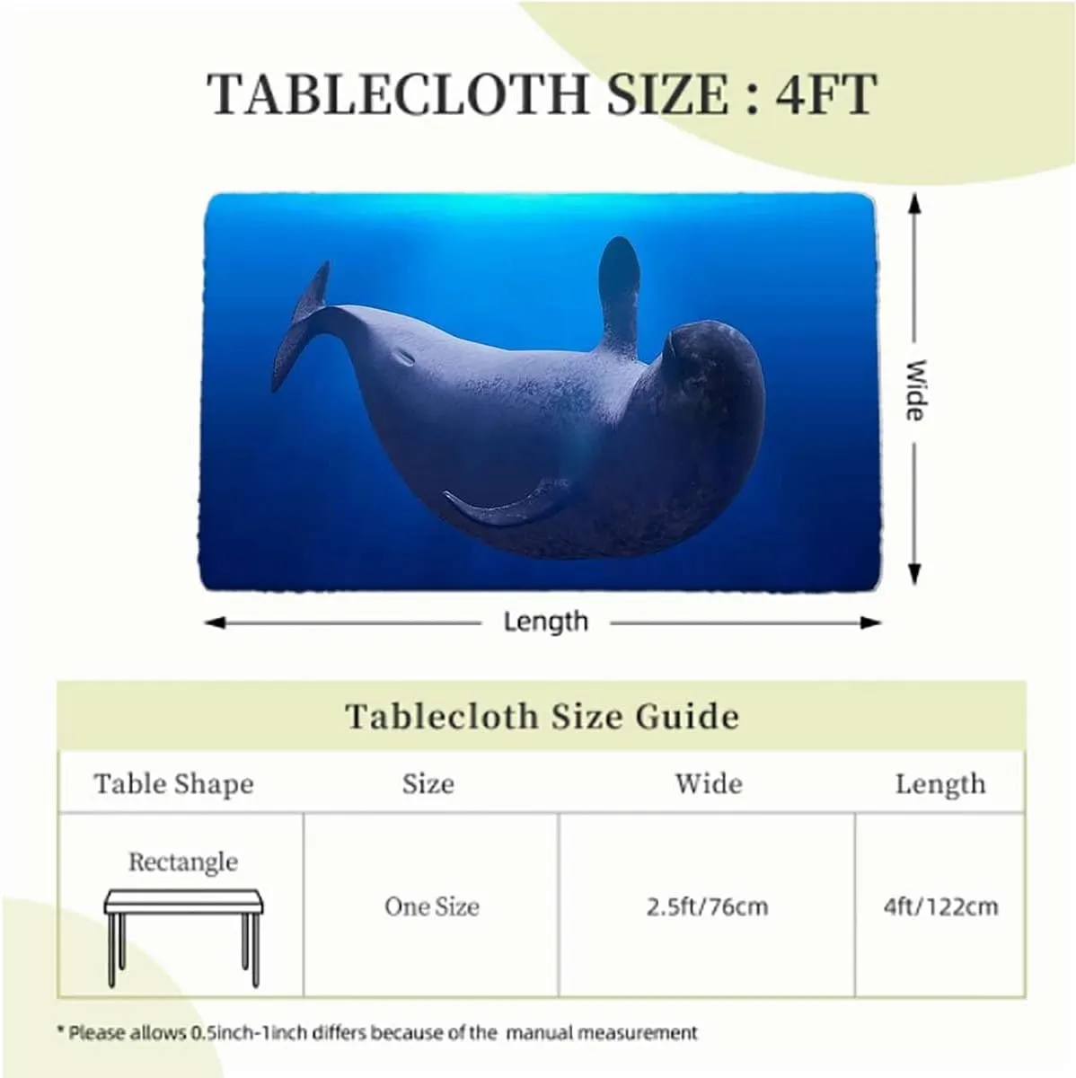 Black and Blue Fitted Tablecloth for Rectangle Table Swimming Ocean Cartoon Folding Table Cover Rectangle Polyester ?Tablecloth for Picnic Party Animal Fits up 4 Foot Tables
