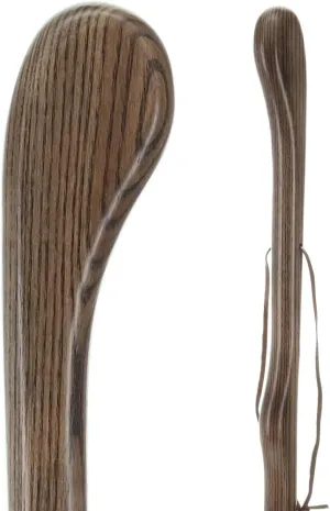 Black Ash River Bend Walking Stick – Solid Ash Wood Walking Cane for Men and Women – Natural River Bend Carving – 49" Long Walking Stick for Hiking with Leather Strap