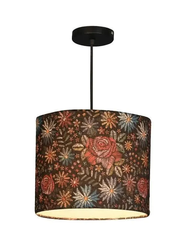 Black Floral Stitch Hanging Shade