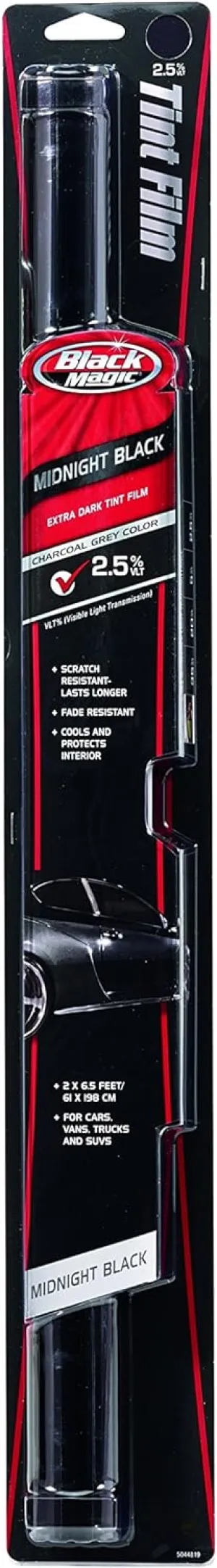 Black Magic 5044819 Midnight Black Extra Dark Tint Film, 2.5% VLT, 25-Inches x 78-Inches