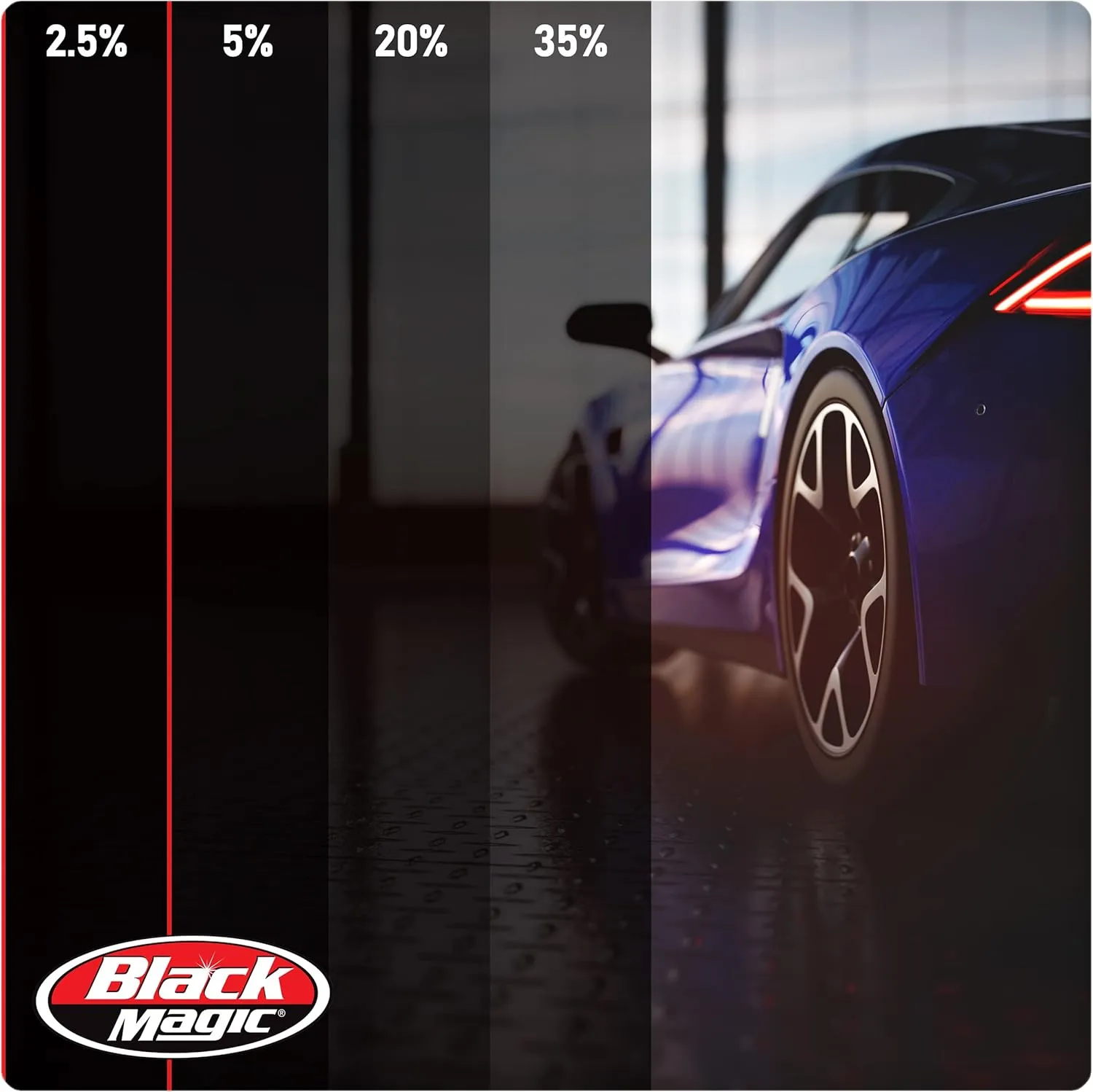 Black Magic 5044819 Midnight Black Extra Dark Tint Film, 2.5% VLT, 25-Inches x 78-Inches