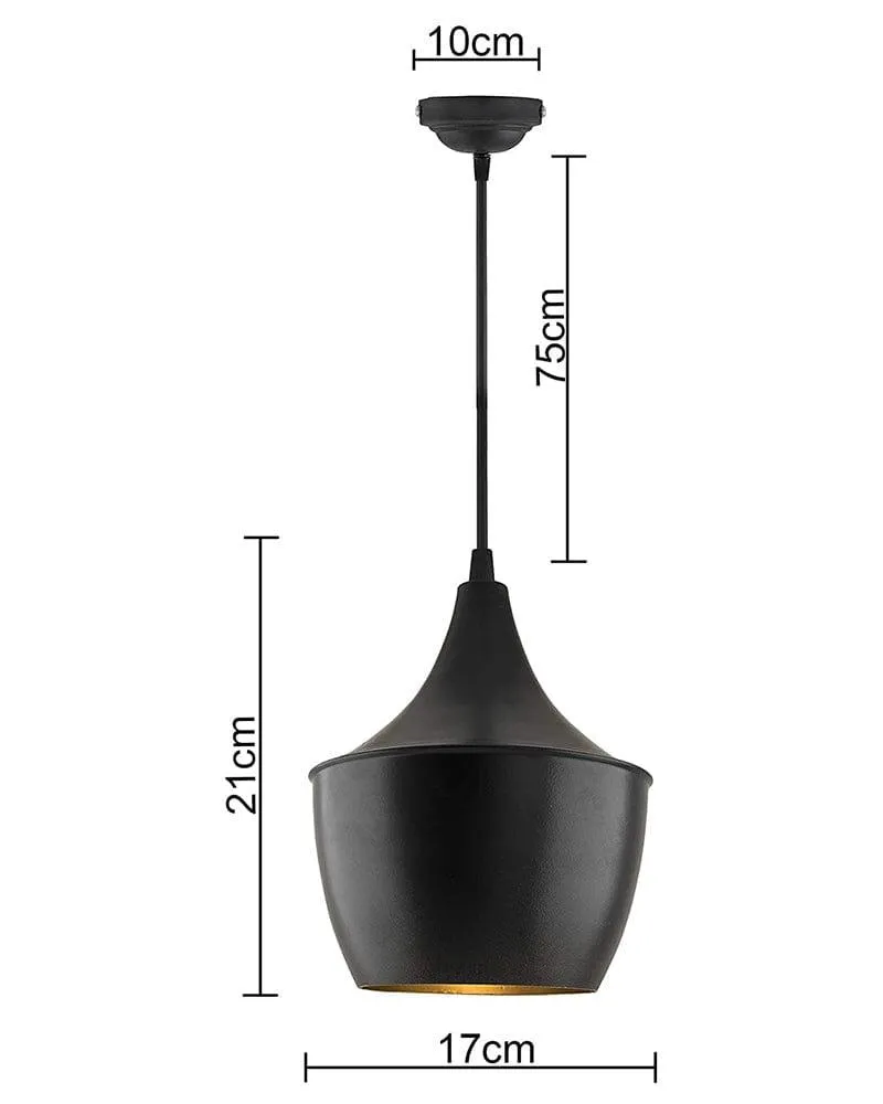 Black Metal Medium Pear Hanging Light for Home Decoration
