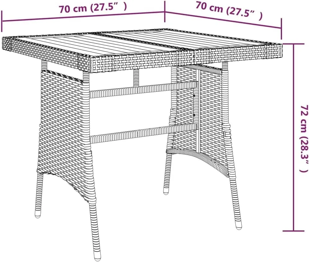 Black Outdoor Table for Dining, Camping, Coffee with Furniture Side, Folding Tables for Picnic & Garden - 70x70x72cm