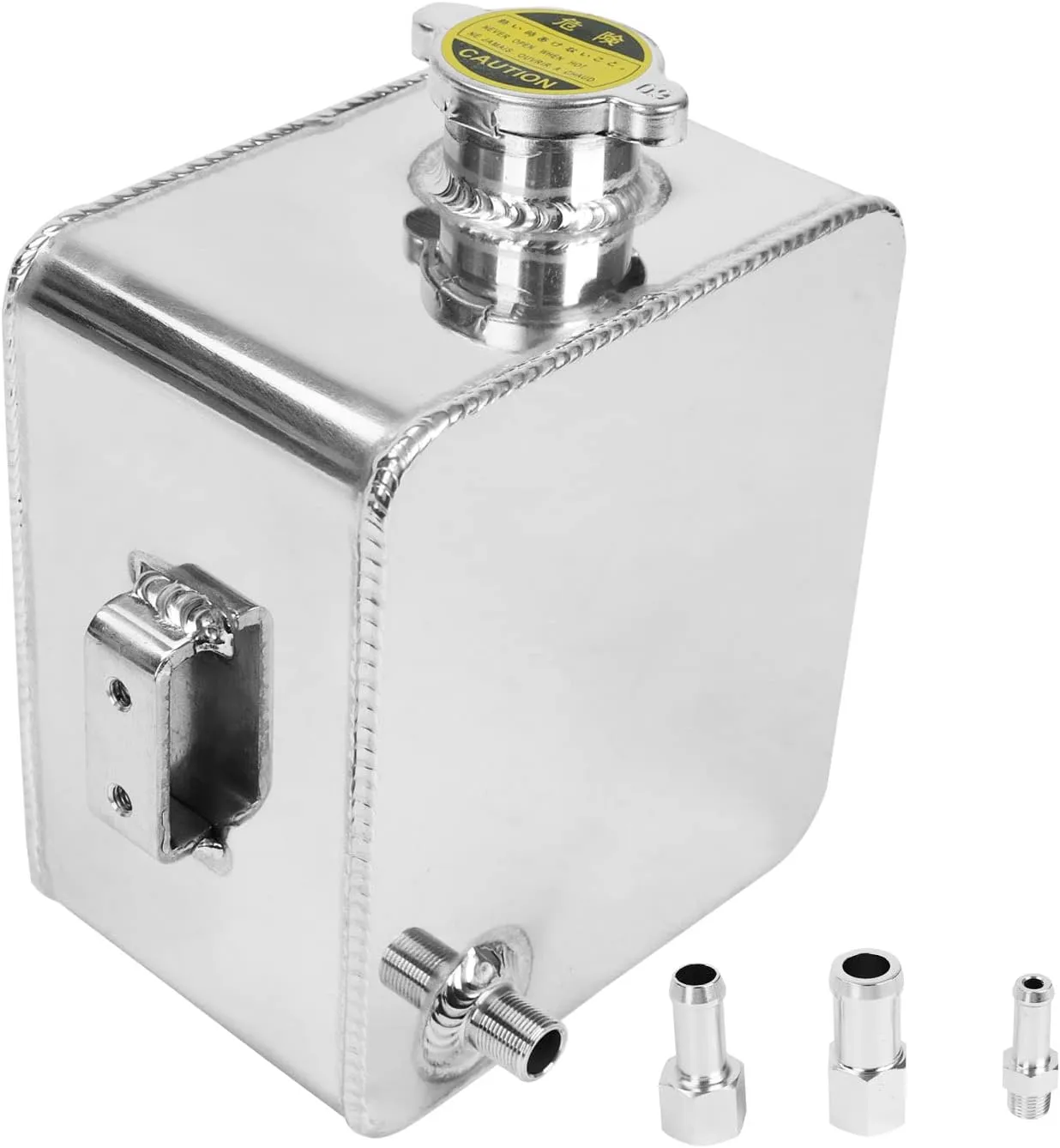 BLACKHORSE-RACING 2.5L Universal Aluminum Coolant Radiator Overflow Expansion Tank Reservoir Recovery Water Tank Bottle for Car Truck Boat (Silver)