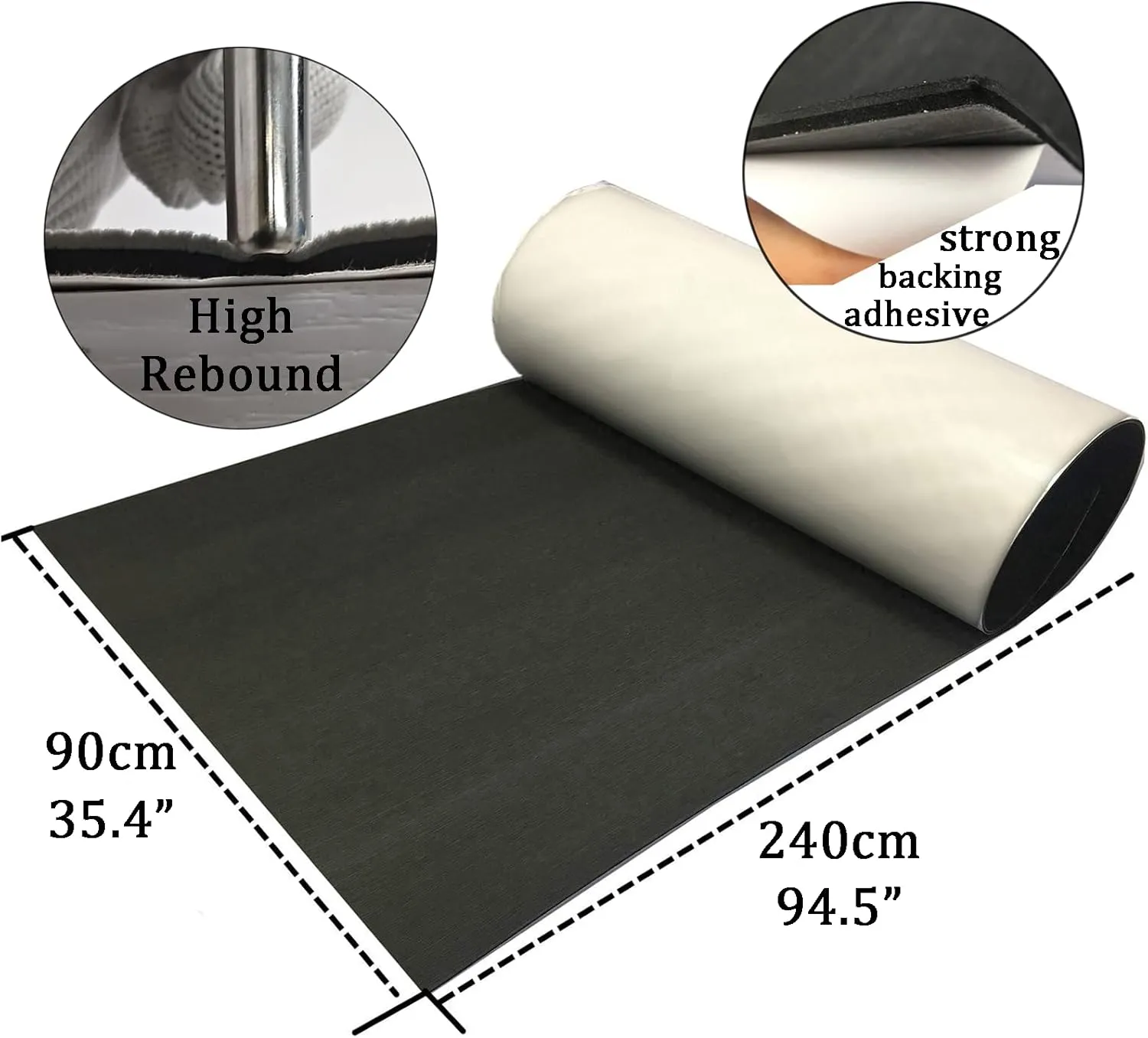 Boat Flooring EVA Foam Deck Sheet Non Slip Marine Boat Deck Carpet Self Adhesive Comfort Floor Mats for Boat Motor Boat RV Yacht Kayak Golf Cart Indoor 94.5x35