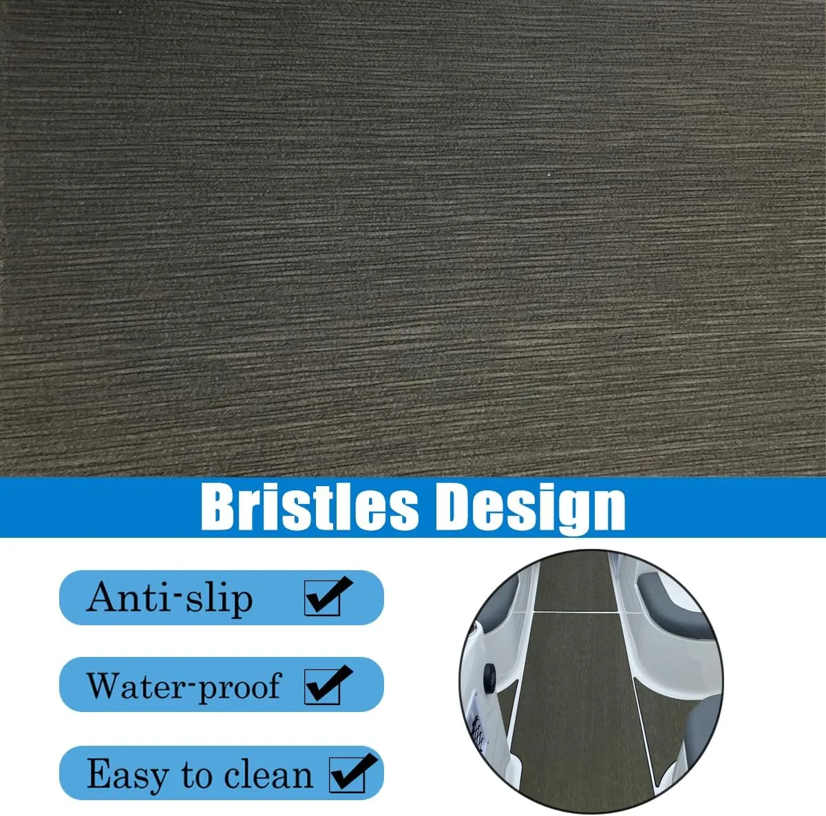 Boat Flooring EVA Foam Deck Sheet Non Slip Marine Boat Deck Carpet Self Adhesive Comfort Floor Mats for Boat Motor Boat RV Yacht Kayak Golf Cart Indoor 94.5x35