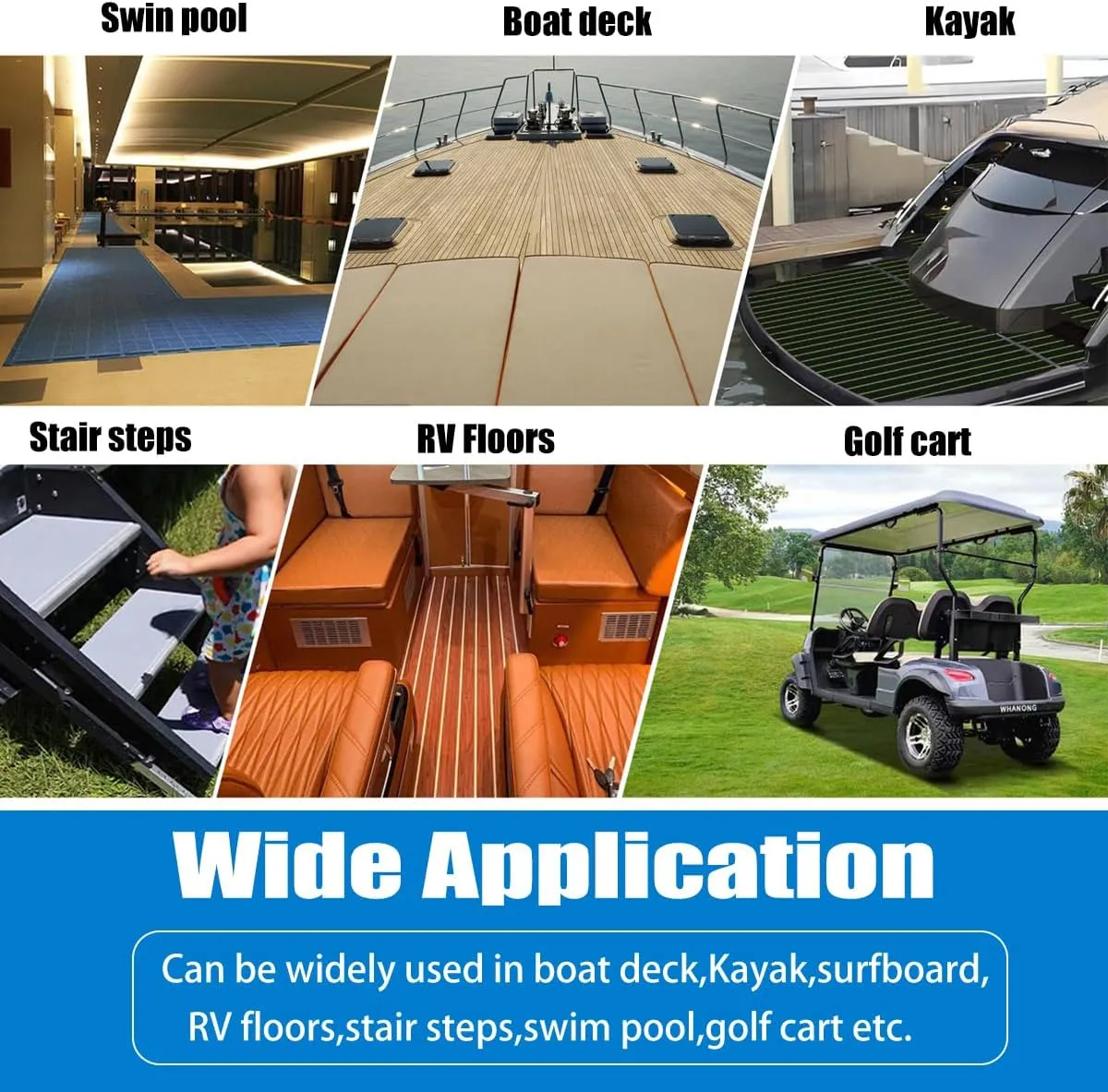 Boat Flooring EVA Foam Deck Sheet Non Slip Marine Boat Deck Carpet Self Adhesive Comfort Floor Mats for Boat Motor Boat RV Yacht Kayak Golf Cart Indoor 94.5x35