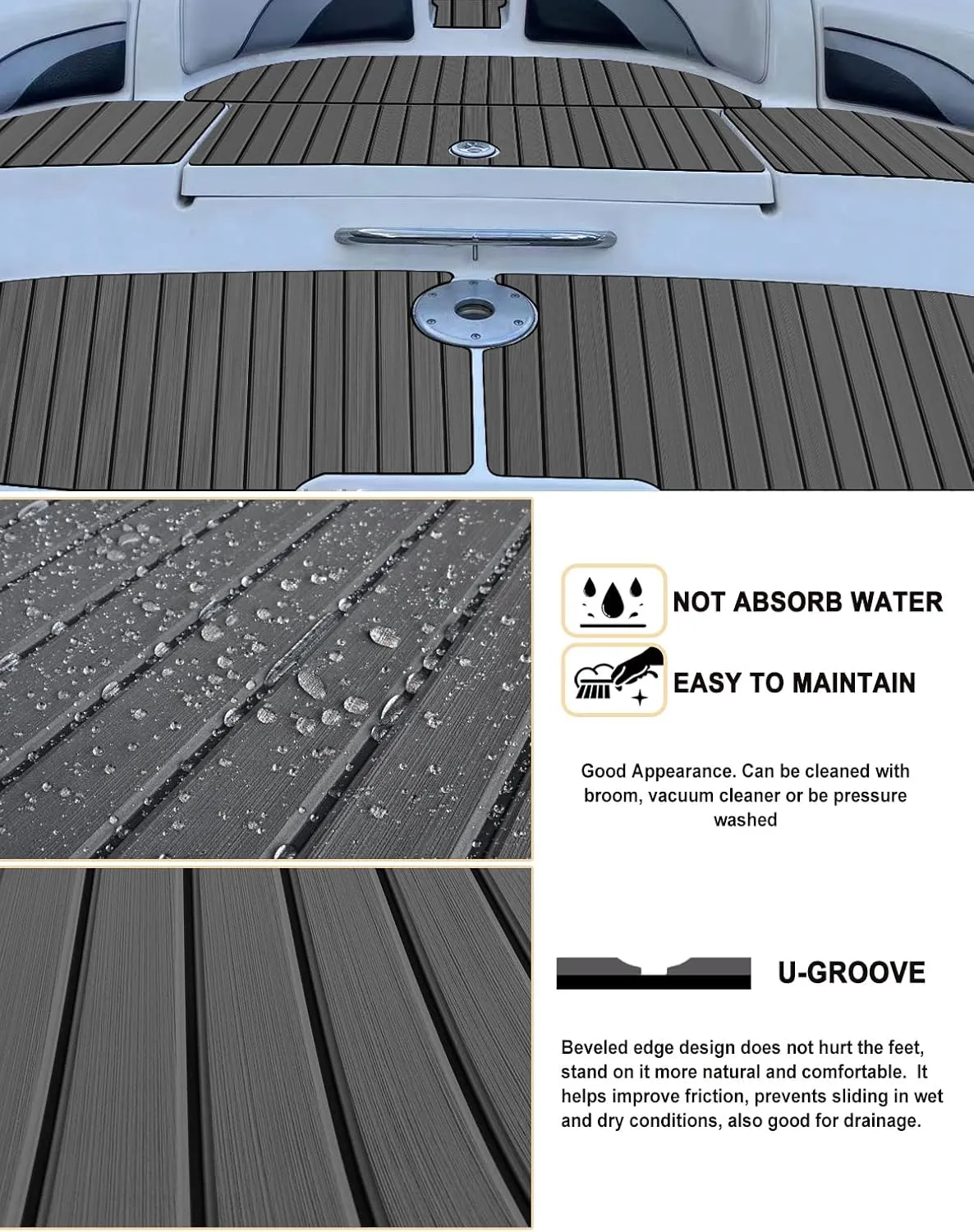 Boat Flooring with 3M Adhesive EVA Foam Boat Decking Non-Slip Boat Flooring Sheet, Boat Foam Flooring Marine Carpet Faux Teak EVA Foam Sheet for Yacht Fishing Boat Kayak Motorboat RV Floor Helm Pad