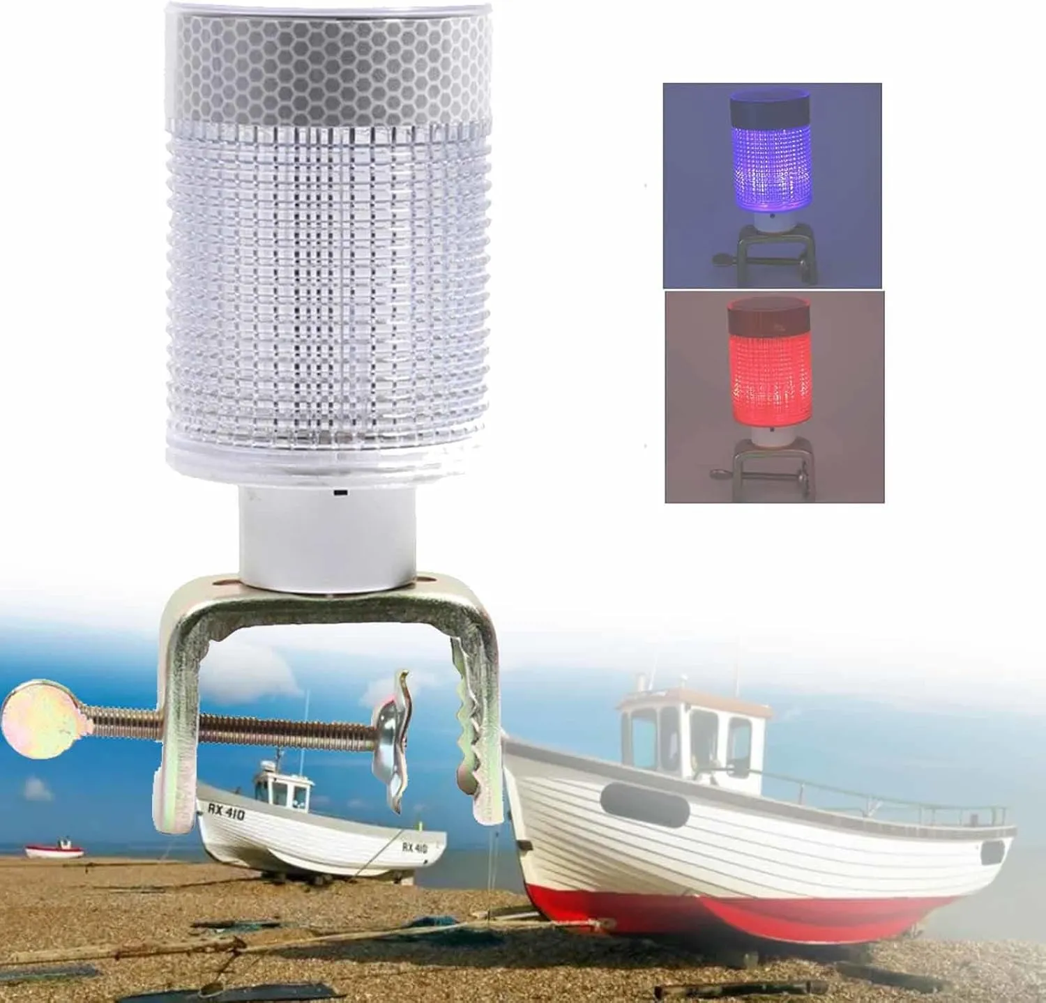 Boat Navigation Lights, Boats Navigation Light Solar Powered, Led Signal Lamp with Detachable Iron Frame, Ip54 Waterproof for Fishing Boat Marine Yacht Pontoon