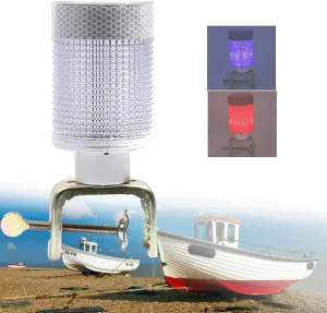 Boat Navigation Lights, Boats Navigation Light Solar Powered, Led Signal Lamp with Detachable Iron Frame, Ip54 Waterproof for Fishing Boat Marine Yacht Pontoon