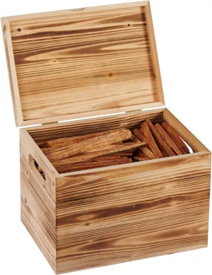 Boxed Fatwood Fire Starter Gift Set - All Natural Organic Resin Rich Eco-Friendly Kindling Sticks for Wood Stoves, Fireplaces, Campfires, and Fire Pits -, Natural Wooden Storage Box 15 lb.