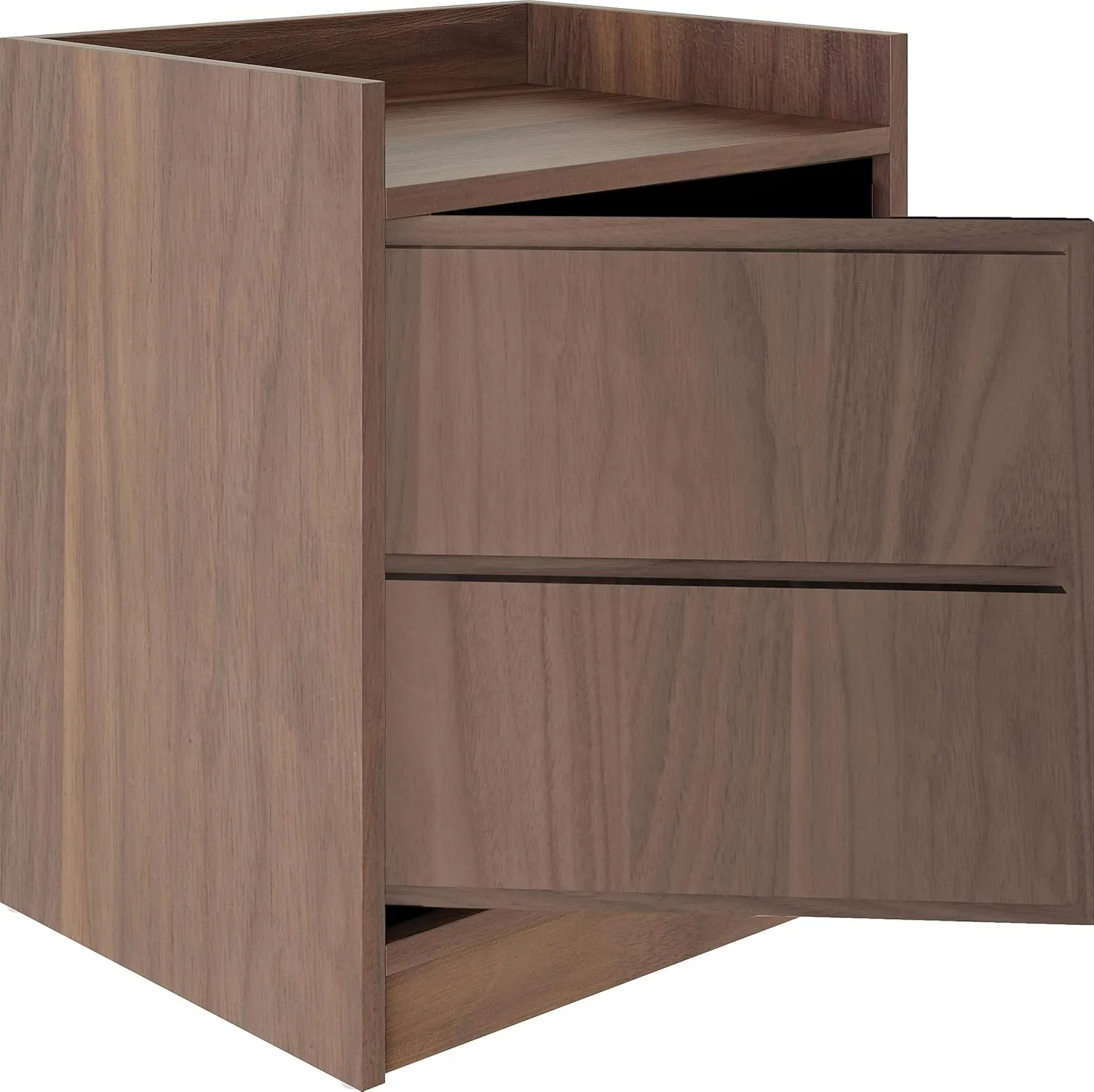 Boyd Sleep Adagio Swing Door Modern Nightstand: Bedroom Side Table with Storage Cubby and Shelf, Walnut
