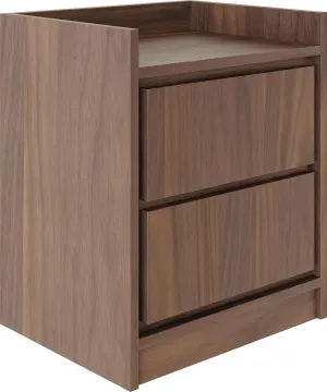Boyd Sleep Adagio Swing Door Modern Nightstand: Bedroom Side Table with Storage Cubby and Shelf, Walnut