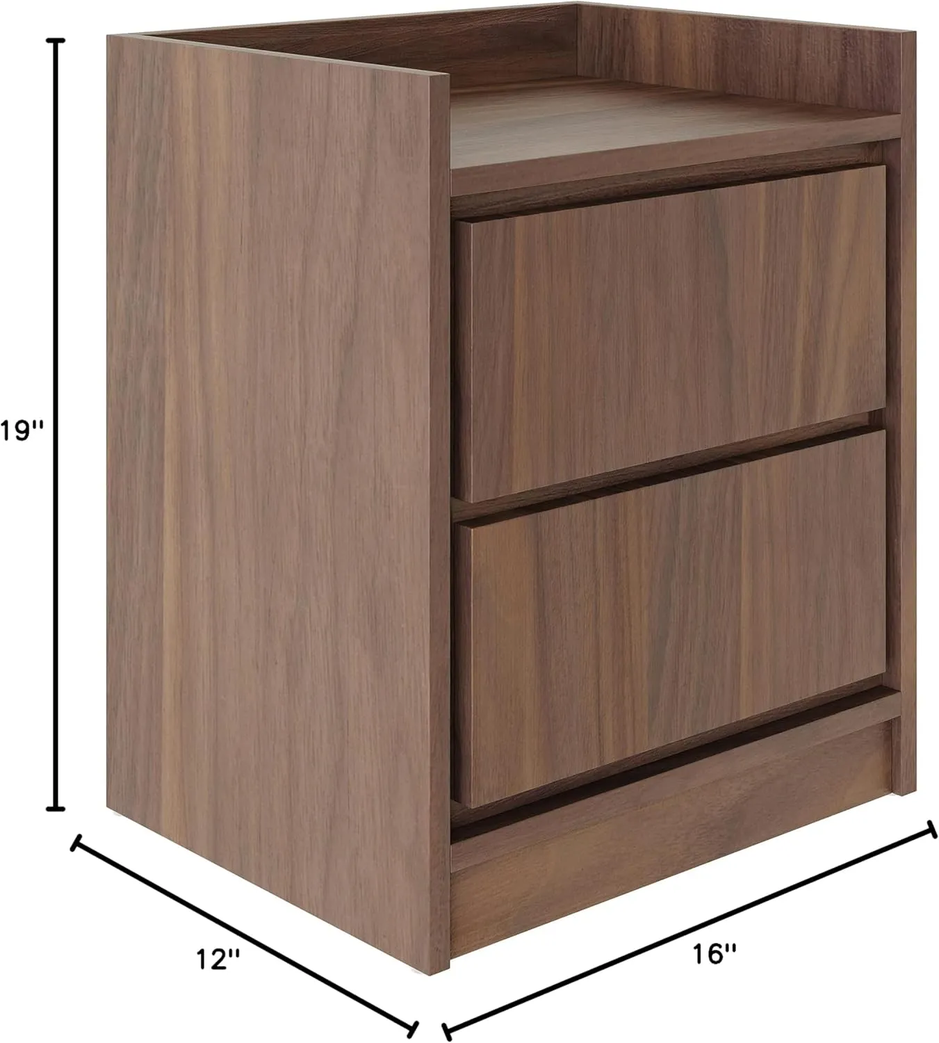 Boyd Sleep Adagio Swing Door Modern Nightstand: Bedroom Side Table with Storage Cubby and Shelf, Walnut
