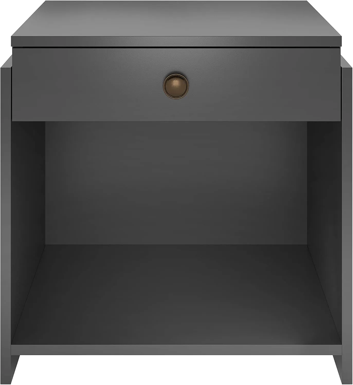 Boyd Sleep Bedroom Nightstand Bedside Table: Sydney Single Drawer Storage with Open Shelving, Black