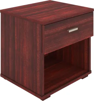 Boyd Sleep Novara One Drawer Nightstand with Open Storage Cubby: Modern Bedroom Storage Side Table, Cherry