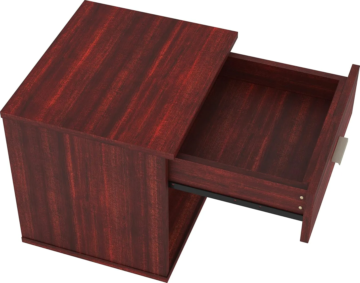 Boyd Sleep Novara One Drawer Nightstand with Open Storage Cubby: Modern Bedroom Storage Side Table, Cherry
