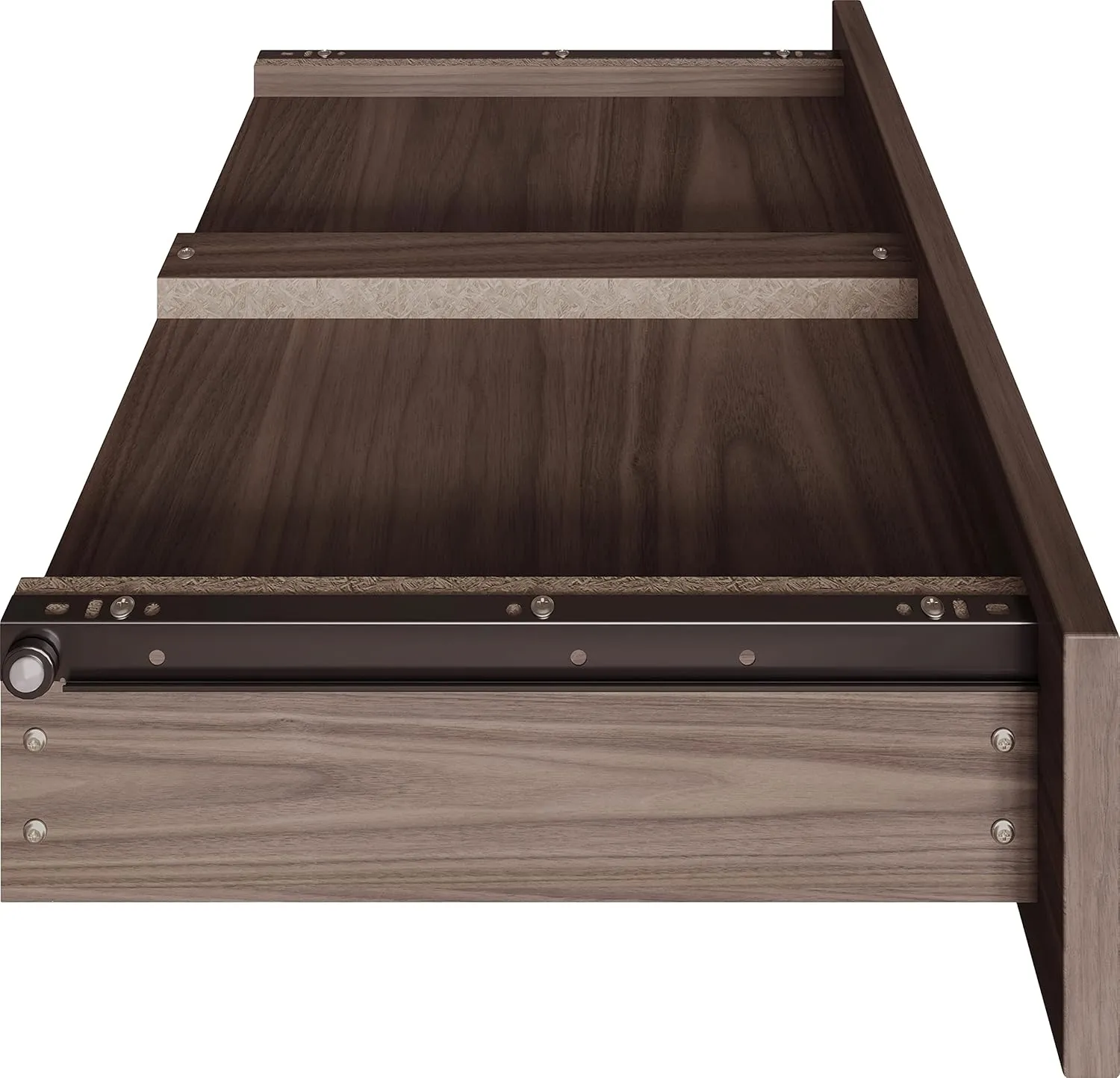 Boyd Sleep Novara One Drawer Nightstand with Open Storage Cubby: Modern Bedroom Storage Side Table, Walnut