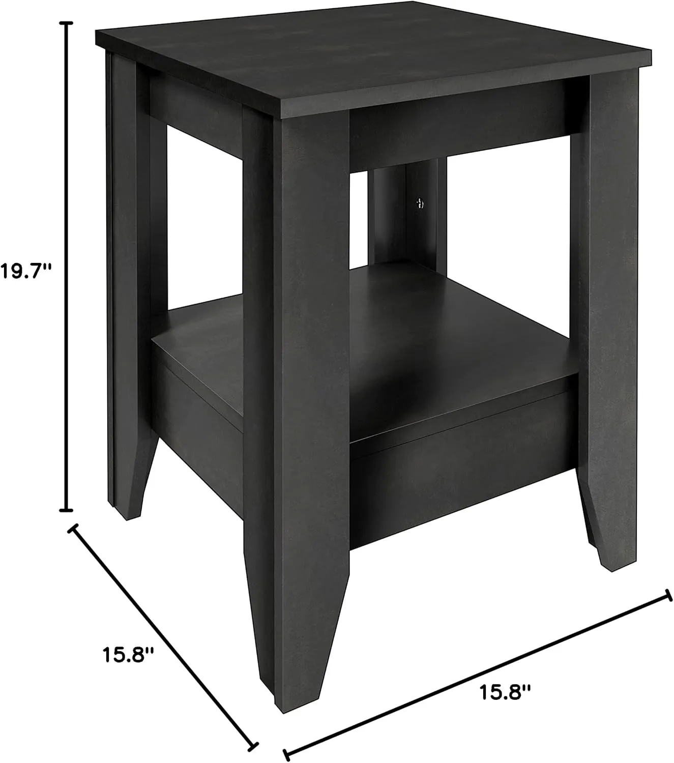 Boyd Sleep Prato Classic Wood One Shelf Nightstand: Traditional Side End Table with Open Storage, Black