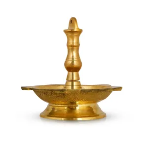 Brass Lamp  - 7 x 6 Inches |  Hanging Diya/ Thooku Vilakku/ Latkan Hanging 5 Face Deep for Home